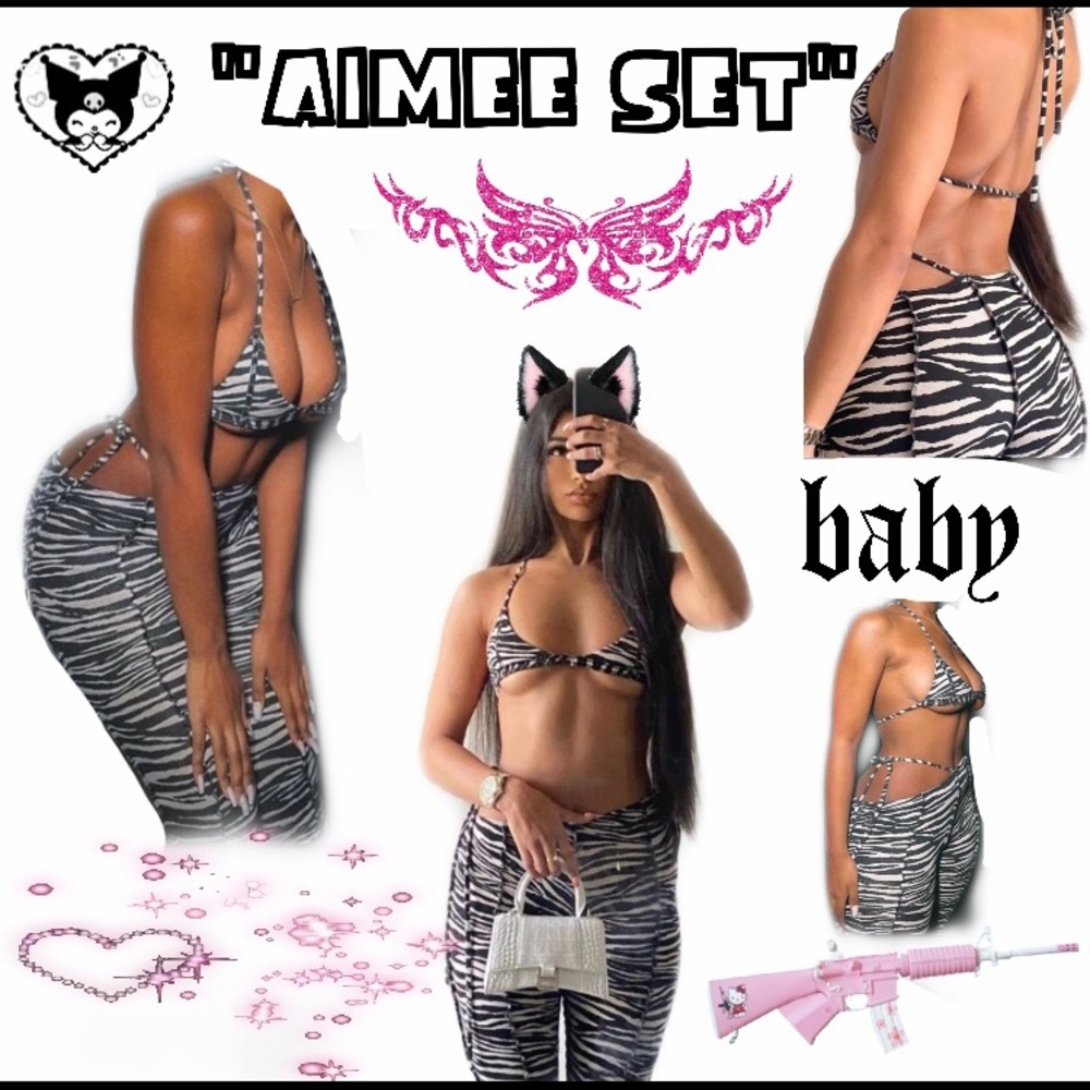 Sexy two piece zebra set